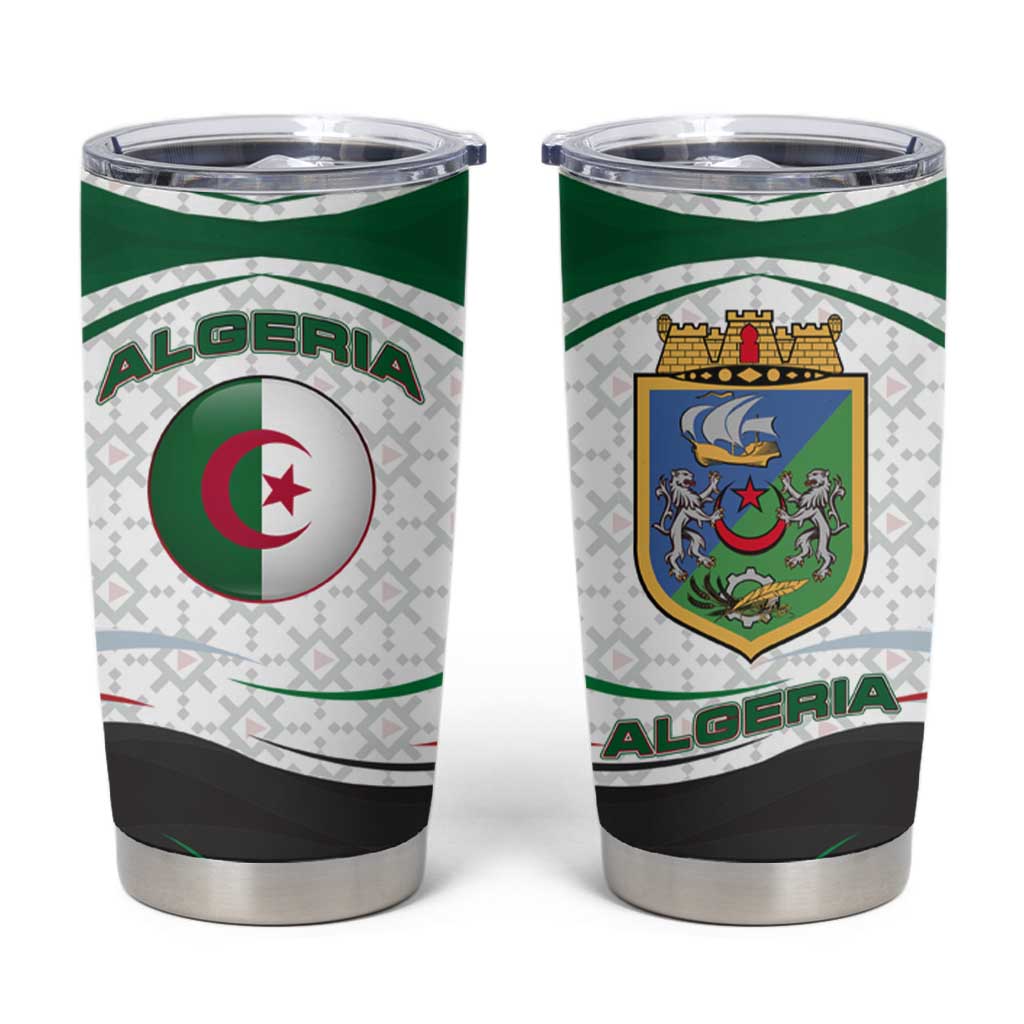 Algeria Tumbler Cup with National Flag and Coat of Arms Crest Design