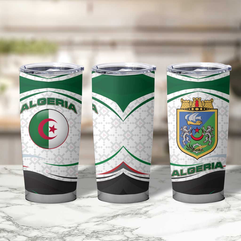 Algeria Tumbler Cup with National Flag and Coat of Arms Crest Design