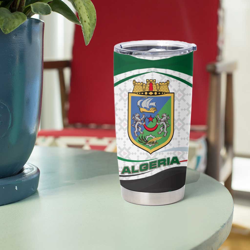 Algeria Tumbler Cup with National Flag and Coat of Arms Crest Design