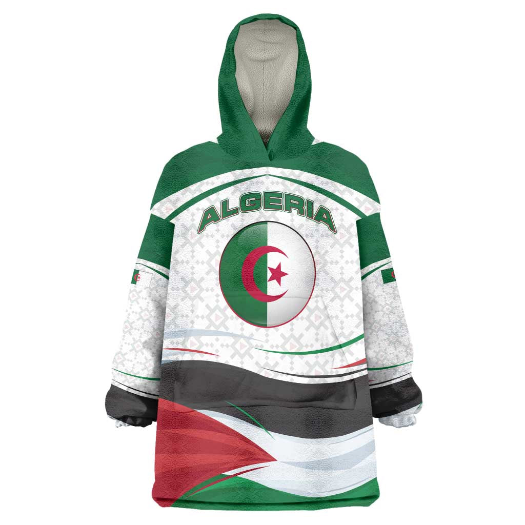 Algeria Wearable Blanket Hoodie with National Flag and Coat of Arms Crest Design