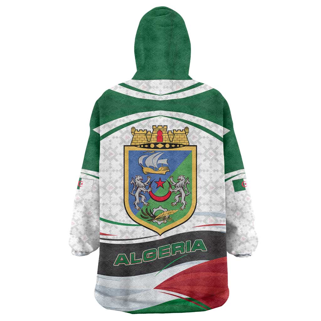 Algeria Wearable Blanket Hoodie with National Flag and Coat of Arms Crest Design