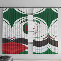 Algeria Window Curtain with National Flag and Coat of Arms Crest Design