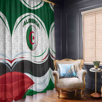 Algeria Window Curtain with National Flag and Coat of Arms Crest Design