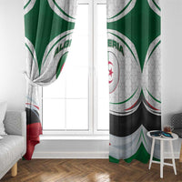 Algeria Window Curtain with National Flag and Coat of Arms Crest Design