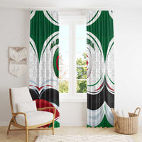 Algeria Window Curtain with National Flag and Coat of Arms Crest Design