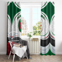 Algeria Window Curtain with National Flag and Coat of Arms Crest Design