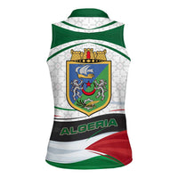 Algeria Women Sleeveless Polo Shirt with National Flag and Coat of Arms Crest Design