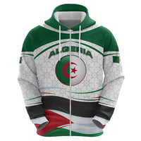 Algeria Zip Hoodie with National Flag and Coat of Arms Crest Design