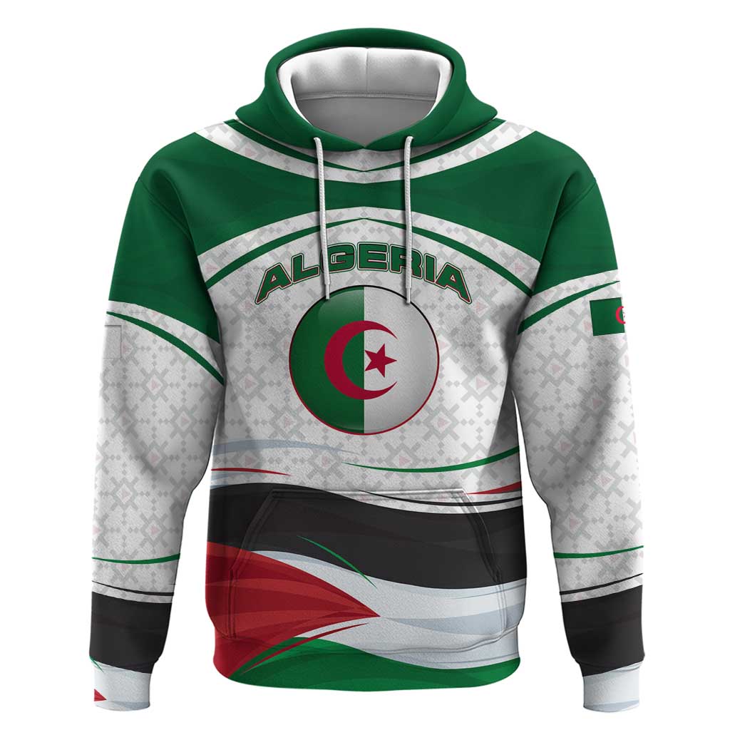 Algeria Zip Hoodie with National Flag and Coat of Arms Crest Design