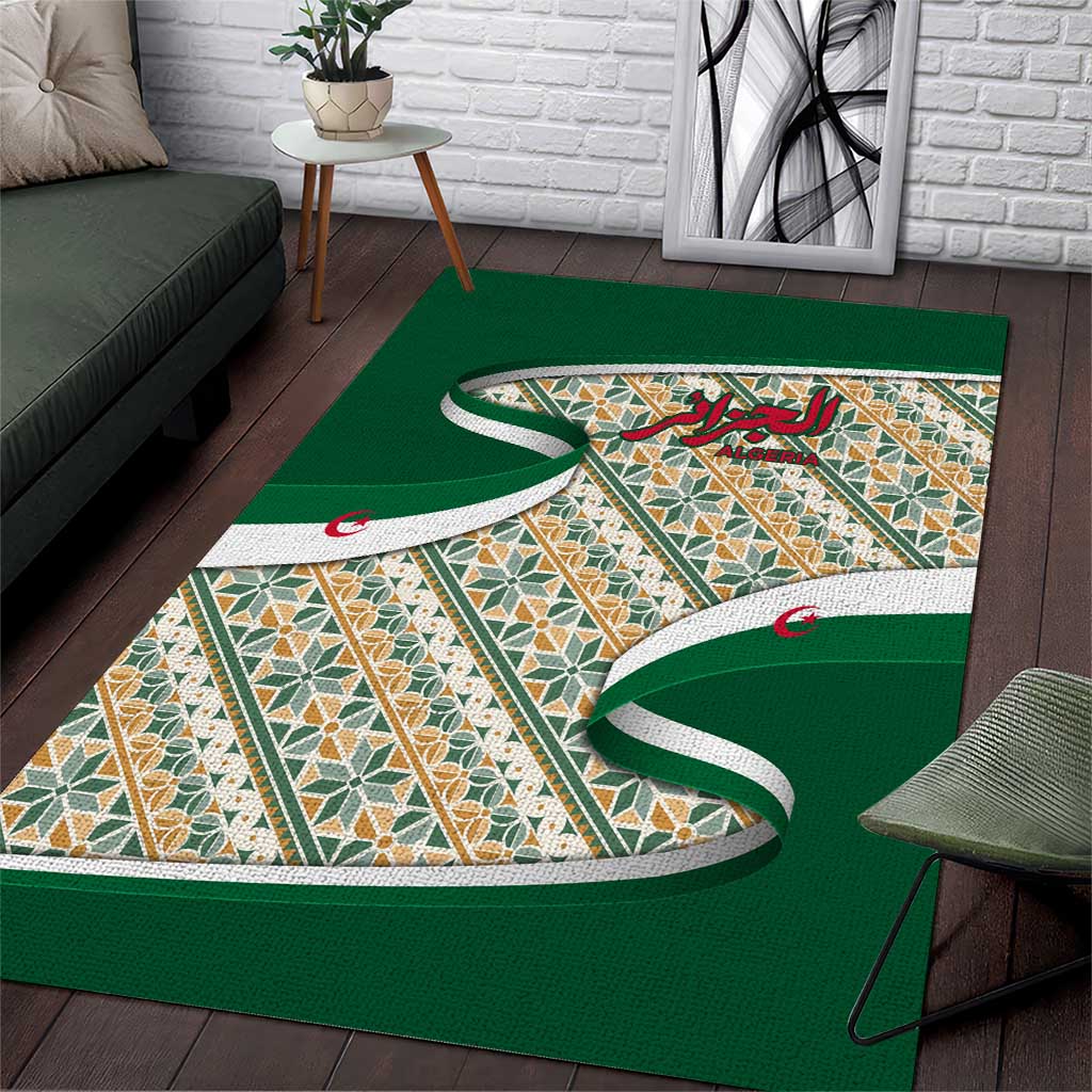 Algeria Area Rug with Arabic Calligraphy and Traditional Pattern Design