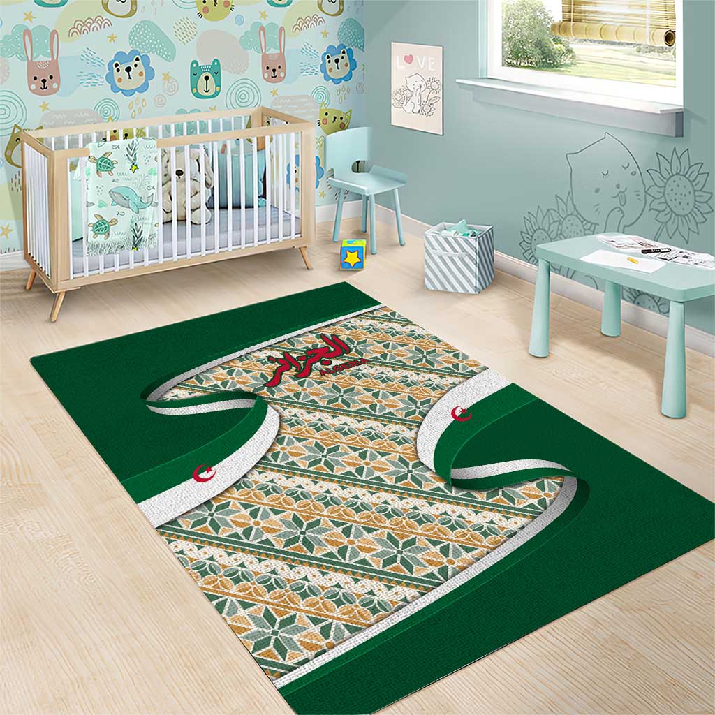 Algeria Area Rug with Arabic Calligraphy and Traditional Pattern Design