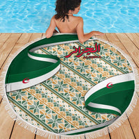 Algeria Beach Blanket with Arabic Calligraphy and Traditional Pattern Design