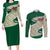 Algeria Couples Matching Long Sleeve Bodycon Dress and Long Sleeve Button Shirt with Arabic Calligraphy and Traditional Pattern Design