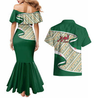 Algeria Couples Matching Mermaid Dress and Hawaiian Shirt with Arabic Calligraphy and Traditional Pattern Design