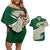 Algeria Couples Matching Off Shoulder Short Dress and Hawaiian Shirt with Arabic Calligraphy and Traditional Pattern Design