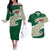 Algeria Couples Matching Off The Shoulder Long Sleeve Dress and Hawaiian Shirt with Arabic Calligraphy and Traditional Pattern Design