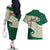 Algeria Couples Matching Off The Shoulder Long Sleeve Dress and Hawaiian Shirt with Arabic Calligraphy and Traditional Pattern Design