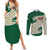 Algeria Couples Matching Summer Maxi Dress and Long Sleeve Button Shirt with Arabic Calligraphy and Traditional Pattern Design