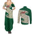 Algeria Couples Matching Summer Maxi Dress and Long Sleeve Button Shirt with Arabic Calligraphy and Traditional Pattern Design