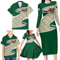Algeria Family Matching Long Sleeve Bodycon Dress and Hawaiian Shirt with Arabic Calligraphy and Traditional Pattern Design