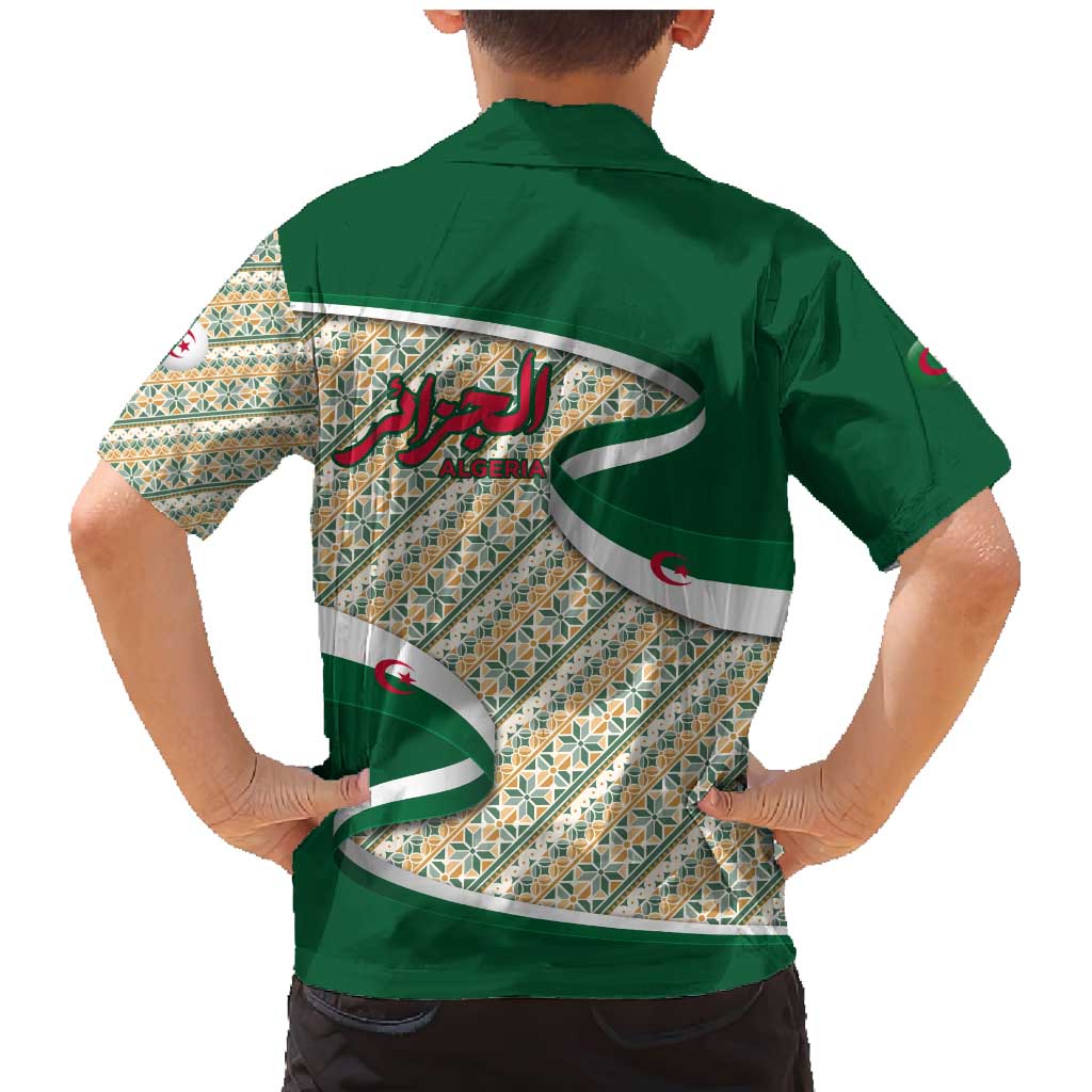 Algeria Family Matching Mermaid Dress and Hawaiian Shirt with Arabic Calligraphy and Traditional Pattern Design