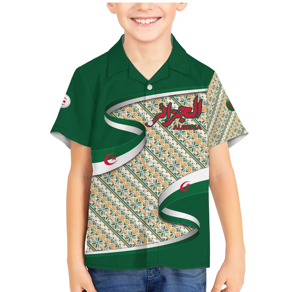 Algeria Family Matching Mermaid Dress and Hawaiian Shirt with Arabic Calligraphy and Traditional Pattern Design