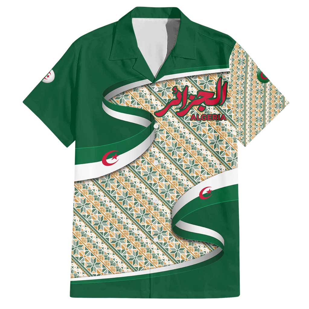 Algeria Family Matching Short Sleeve Bodycon Dress and Hawaiian Shirt with Arabic Calligraphy and Traditional Pattern Design