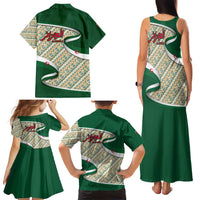 Algeria Family Matching Tank Maxi Dress and Hawaiian Shirt with Arabic Calligraphy and Traditional Pattern Design