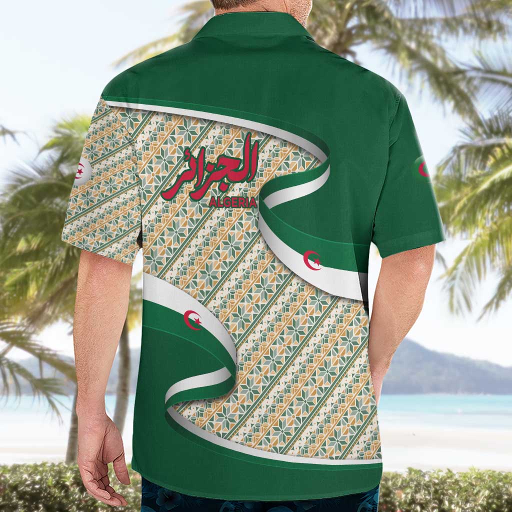 Algeria Hawaiian Shirt with Arabic Calligraphy and Traditional Pattern Design