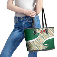 Algeria Leather Tote Bag with Arabic Calligraphy and Traditional Pattern Design