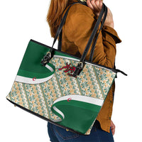 Algeria Leather Tote Bag with Arabic Calligraphy and Traditional Pattern Design