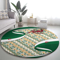 Algeria Round Carpet with Arabic Calligraphy and Traditional Pattern Design
