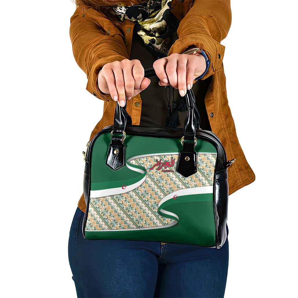 Algeria Shoulder Handbag with Arabic Calligraphy and Traditional Pattern Design