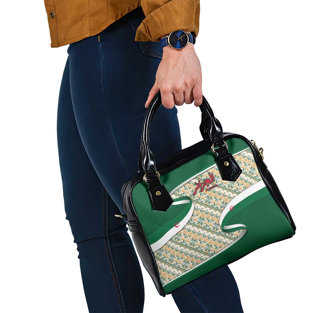 Algeria Shoulder Handbag with Arabic Calligraphy and Traditional Pattern Design
