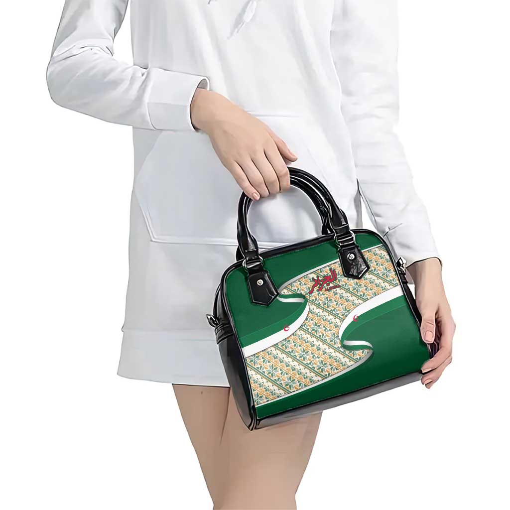 Algeria Shoulder Handbag with Arabic Calligraphy and Traditional Pattern Design