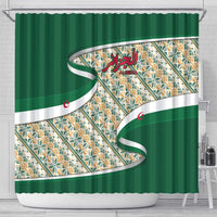 Algeria Shower Curtain with Arabic Calligraphy and Traditional Pattern Design