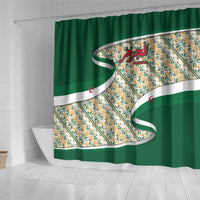 Algeria Shower Curtain with Arabic Calligraphy and Traditional Pattern Design
