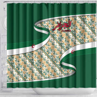 Algeria Shower Curtain with Arabic Calligraphy and Traditional Pattern Design