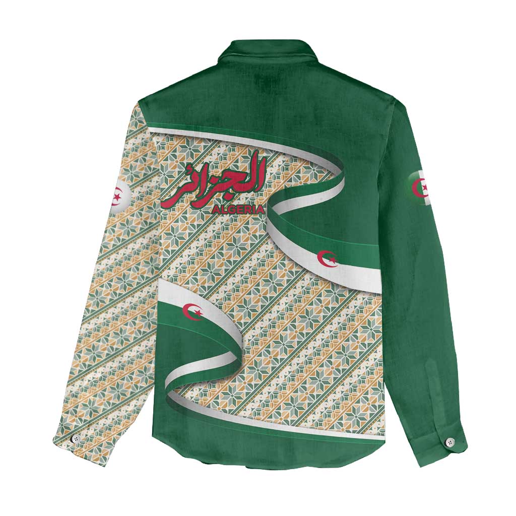 Algeria Women Casual Shirt with Arabic Calligraphy and Traditional Pattern Design