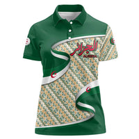 Algeria Women Polo Shirt with Arabic Calligraphy and Traditional Pattern Design
