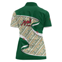 Algeria Women Polo Shirt with Arabic Calligraphy and Traditional Pattern Design