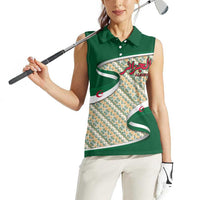 Algeria Women Sleeveless Polo Shirt with Arabic Calligraphy and Traditional Pattern Design