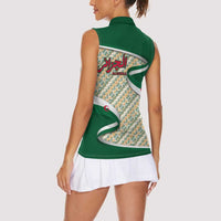 Algeria Women Sleeveless Polo Shirt with Arabic Calligraphy and Traditional Pattern Design