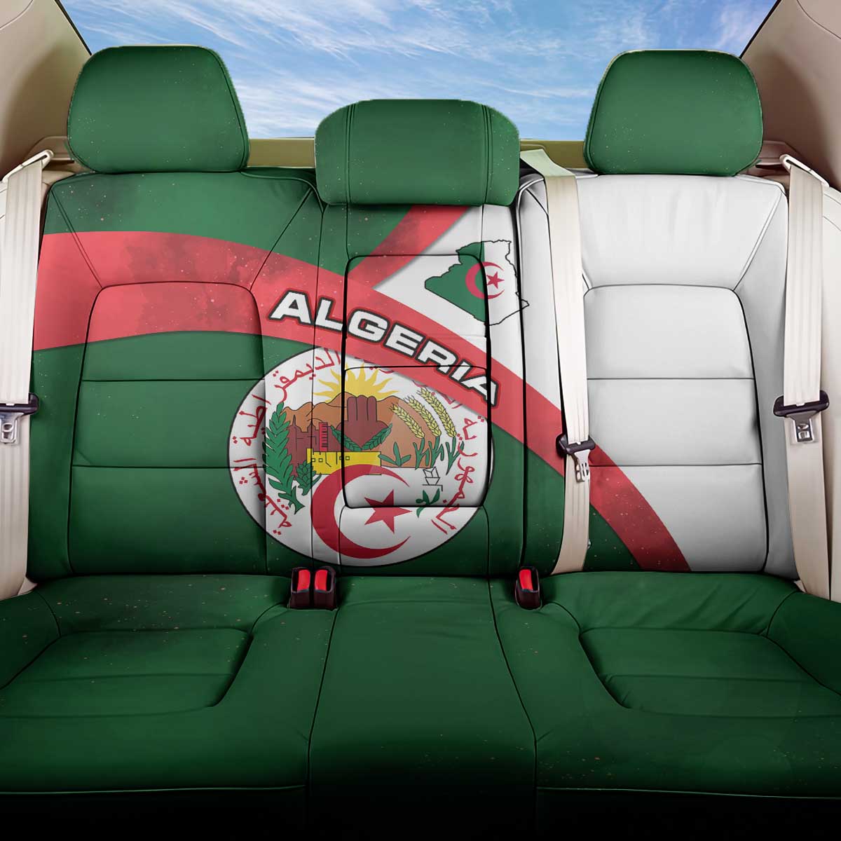 Algeria Back Car Seat Cover with National Emblem and Map Design