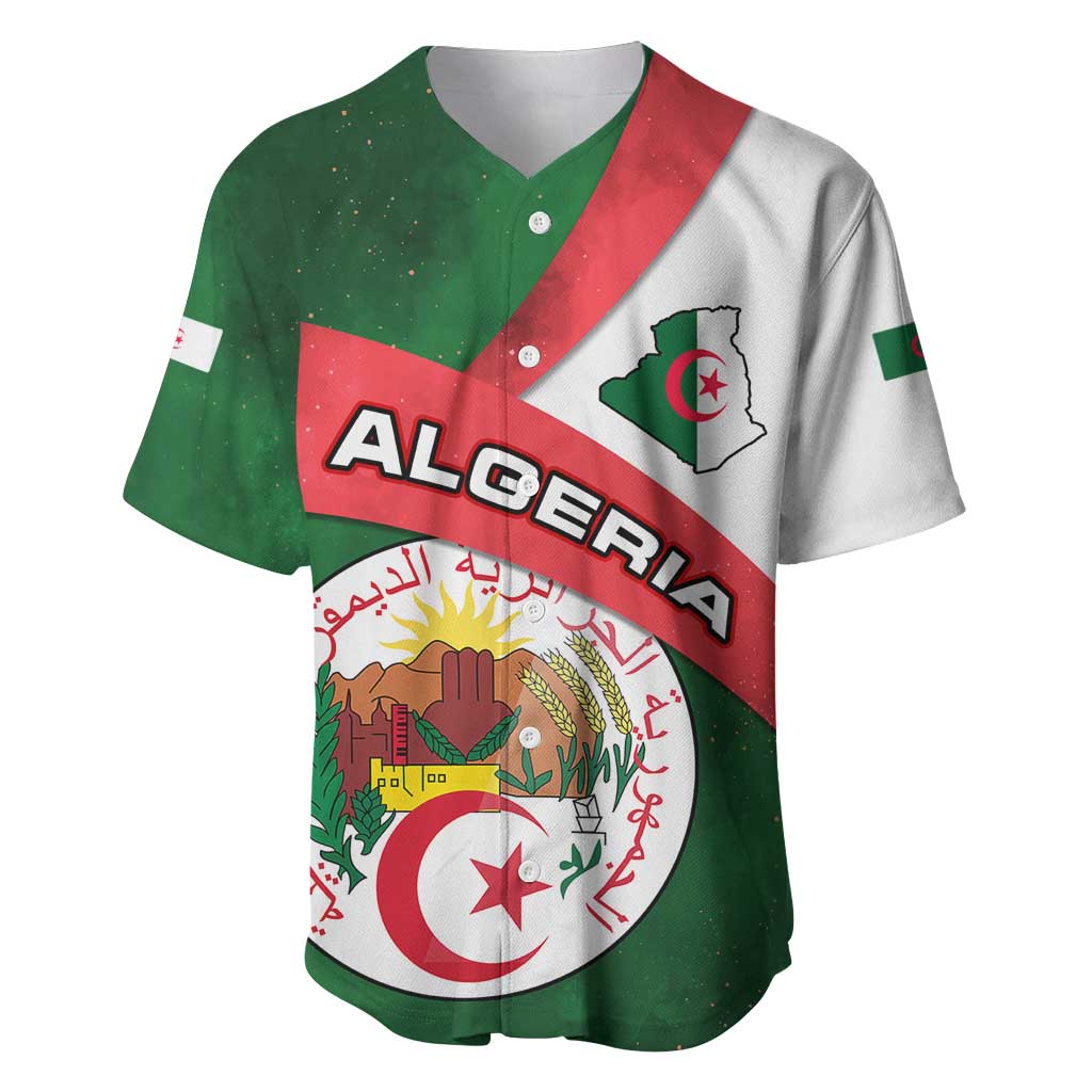 Algeria Baseball Jersey with National Emblem and Map Design