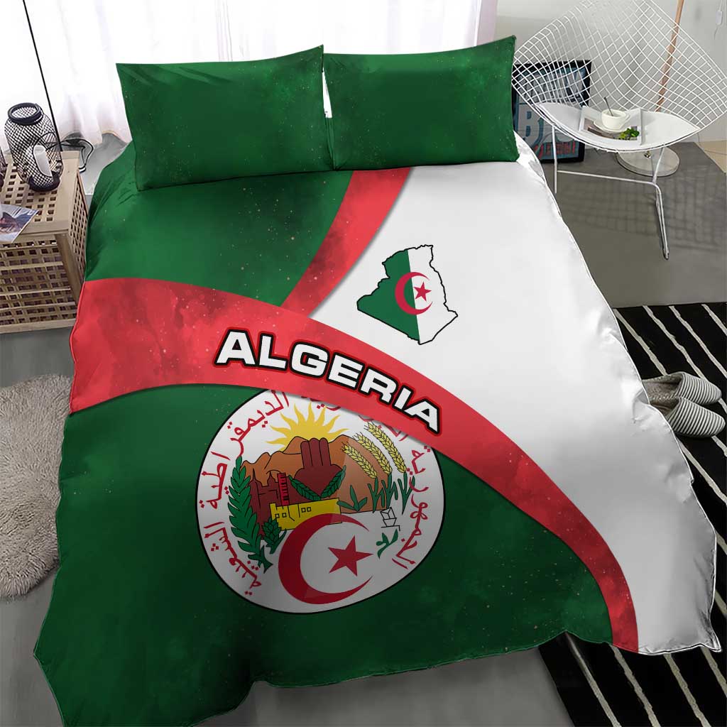 Algeria Bedding Set with National Emblem and Map Design