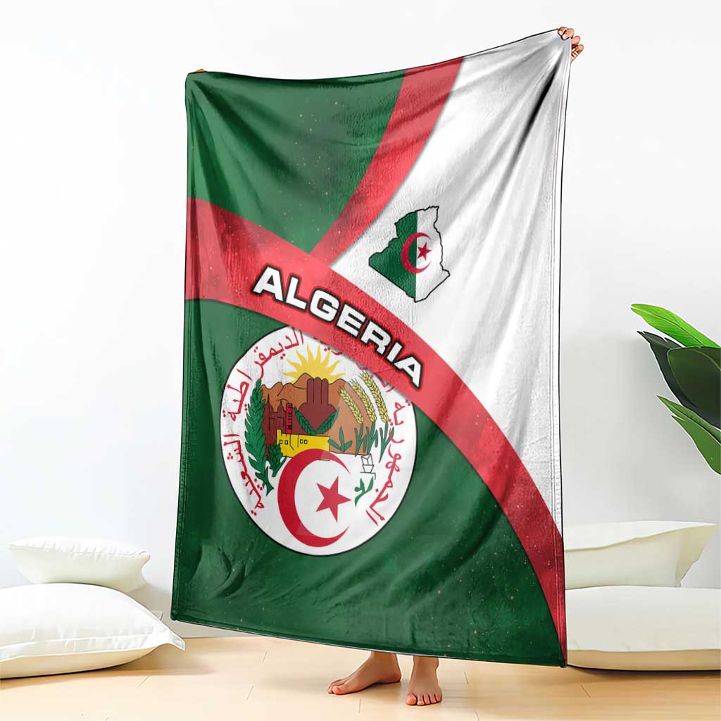 Algeria Blanket with National Emblem and Map Design