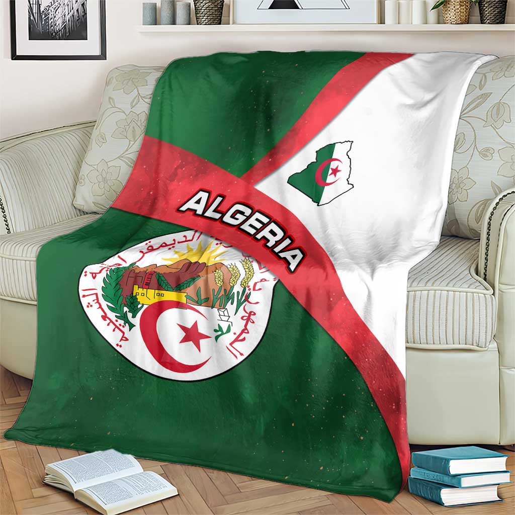 Algeria Blanket with National Emblem and Map Design