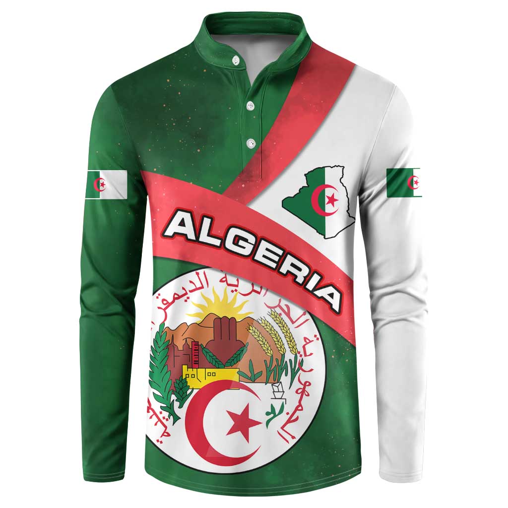 Algeria Button Sweatshirt with National Emblem and Map Design