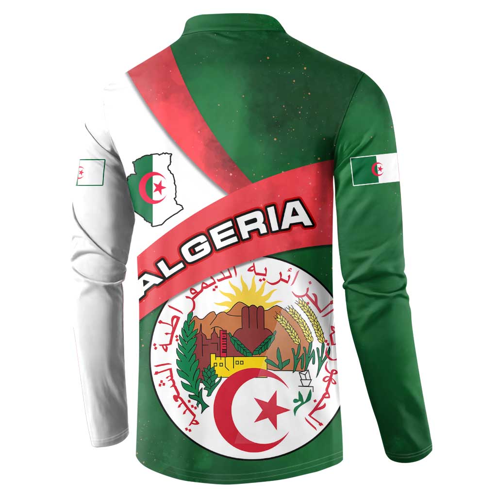 Algeria Button Sweatshirt with National Emblem and Map Design